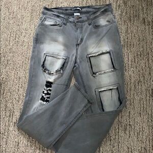 Fashion Nova Gray Distressed Jeans Skinny size 5